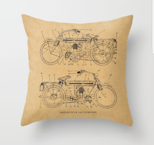 Motorcycle Diagram Throw Pillow
